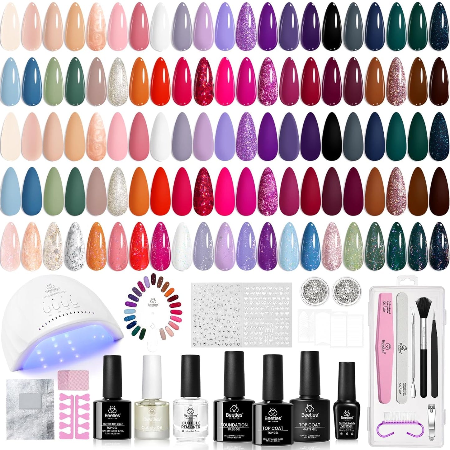 44-Piece Gel Nail Polish Kit | UV Light | 24 Colors | Base & Top Coats | Gifts for Women