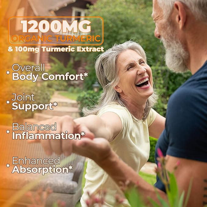 Turmeric Supplement - High Potency Turmeric Curcumin Supplement with 1200 mg Organic Tumeric and 95% Curcuminoids. Curcumin Supplements with Black Pepper for Immune & Joint Health. 60 Curcuma Capsules