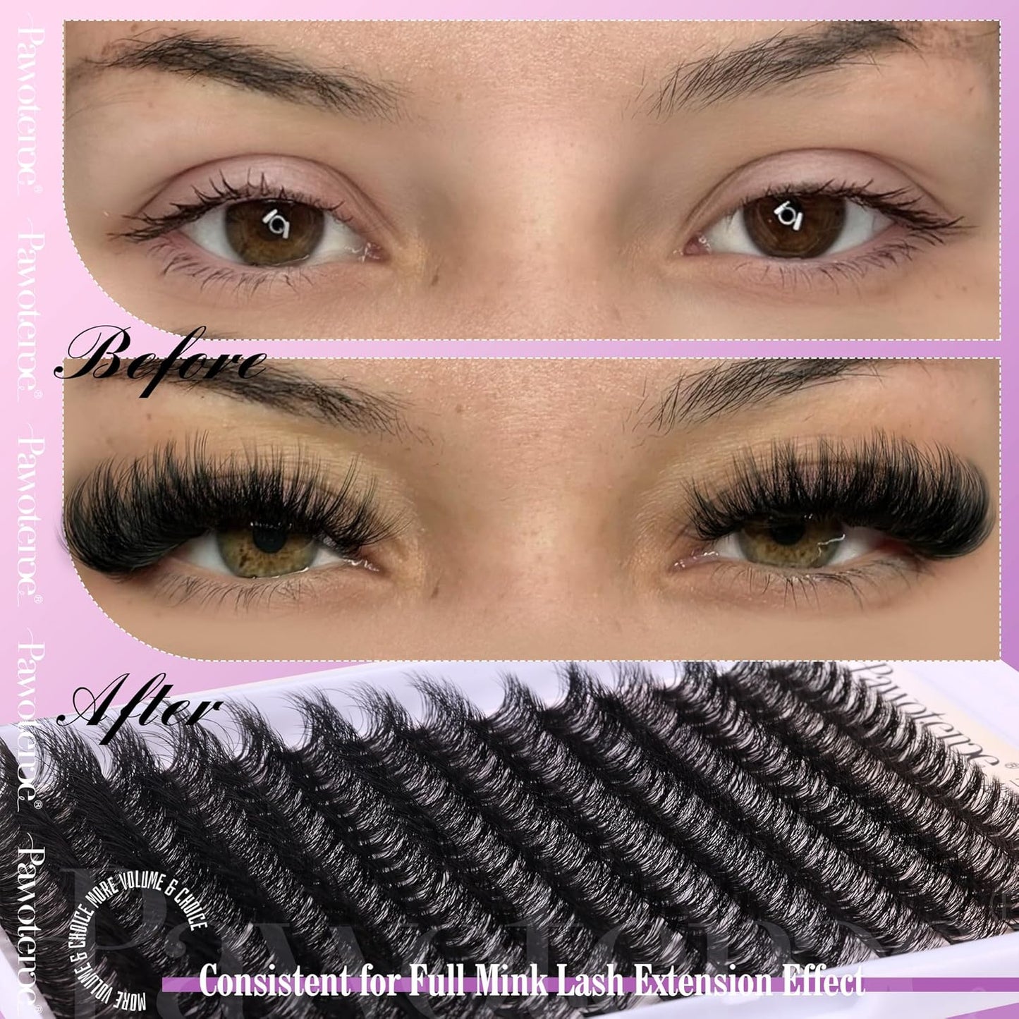 Pawotence DIY Lash Extension Kit | 280pcs 50D Individual Clusters 9-16mm