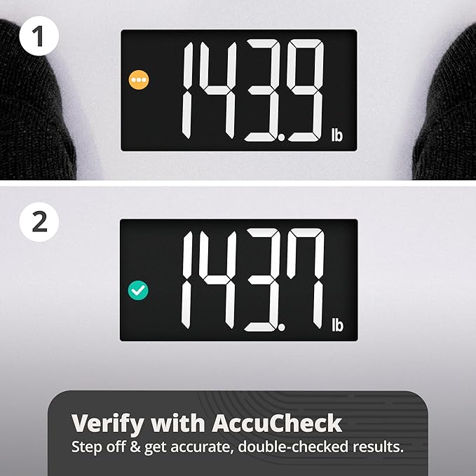 Greater Goods Digital AccuCheck Bathroom Scale for Body Weight, Capacity up to 400 lbs, Batteries Included, Pearl Gray