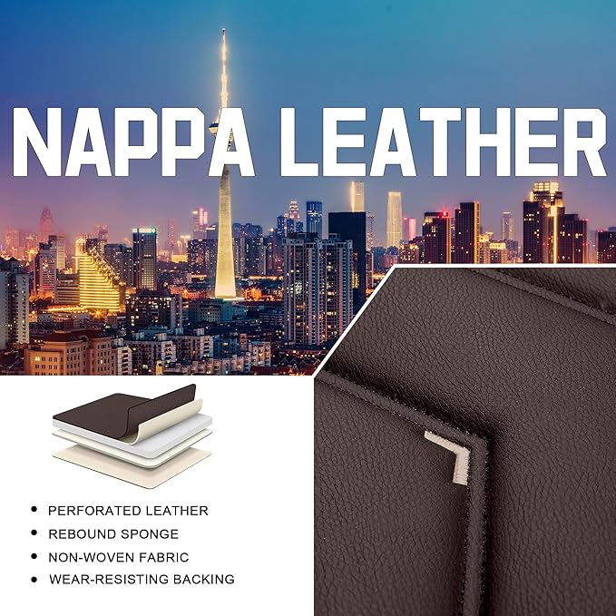 CTDS Car Seat Covers for Honda Accord 2000-2026, Stylish Sport Seat Cover, Premium Nappa Leather Car Seat Cover. Automobile Seat Covers Sets.(Luxury 2 Seats/Coffee Color)