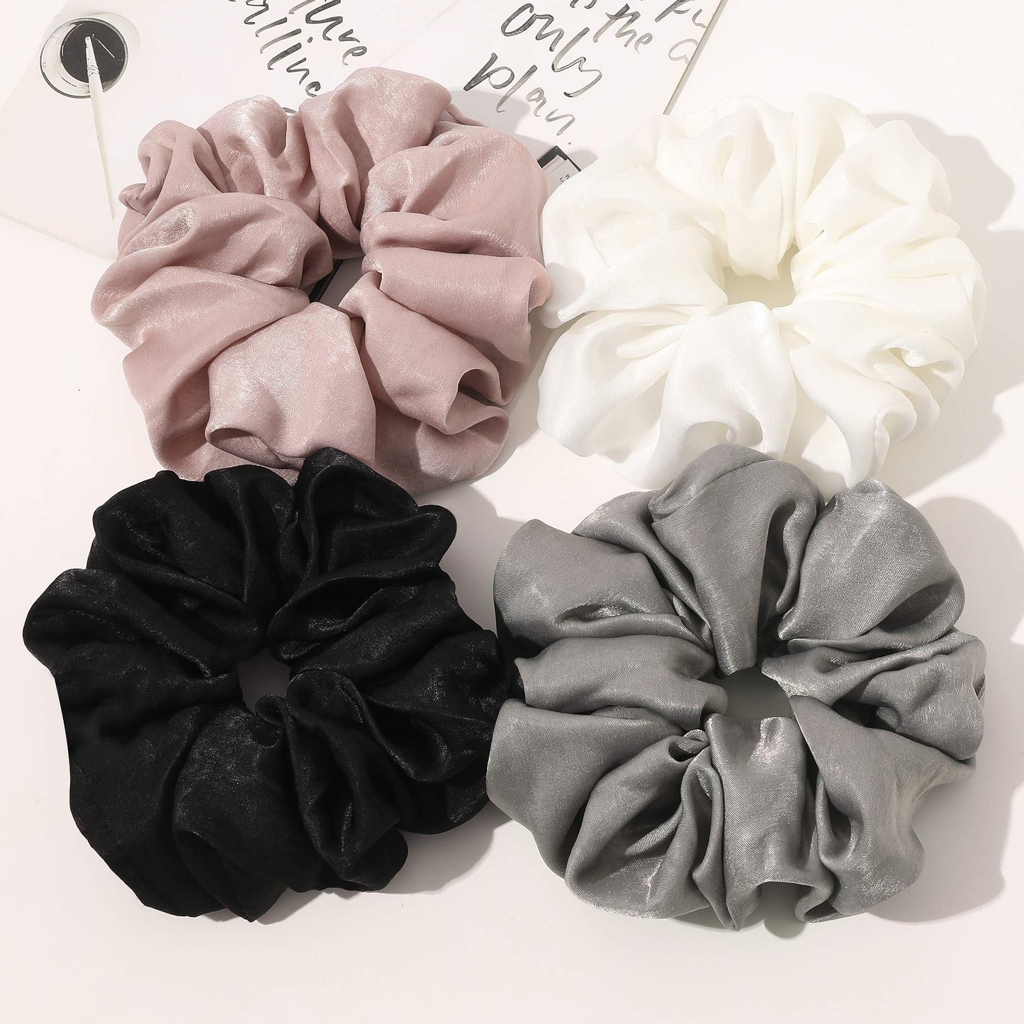 Scrunchies Hair Ties For Women - Big Silk Satin Scrunchie Exra Large Jumbo Gaint Oversized Cute Scrunchy For Curl Thick Hair Lig