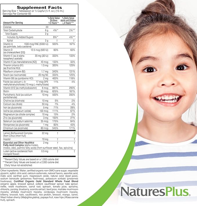 Natures Plus Animal Parade Gold Children's Liquid Multivitamin, Natural Tropical Berry - 30 oz, Pack of 2 - Immune Support Supplement - Vegetarian, Gluten Free - 120 Total Servings