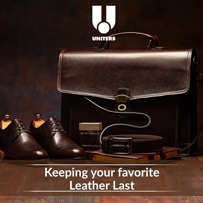 UNITERS Leather Cleaner and Conditioner Foam Solution Cream Bundle, for use of Leather Furniture, Car Interior, Apparel, Boots, Shoes, Bags, and More