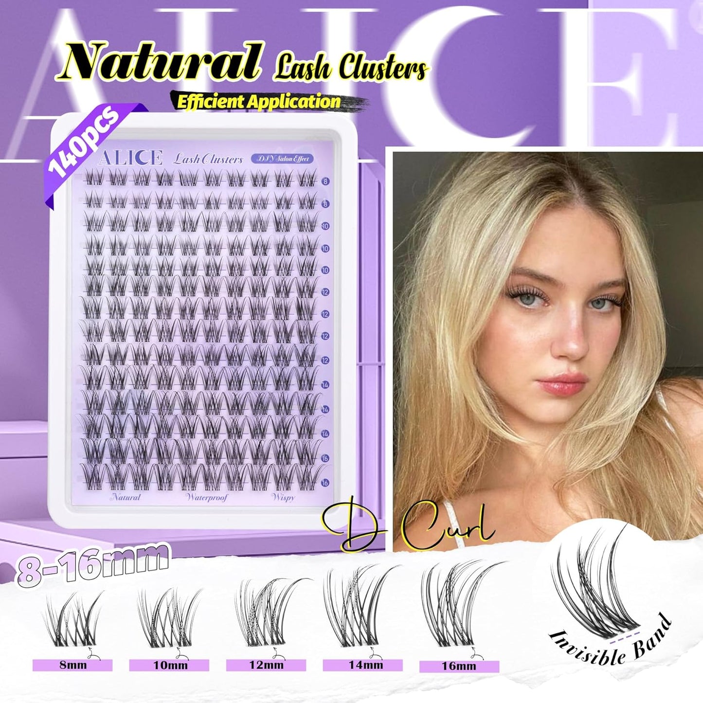 Natural Wispy Cluster Eyelash Extensions | Waterproof DIY Lashes | 224 Pcs