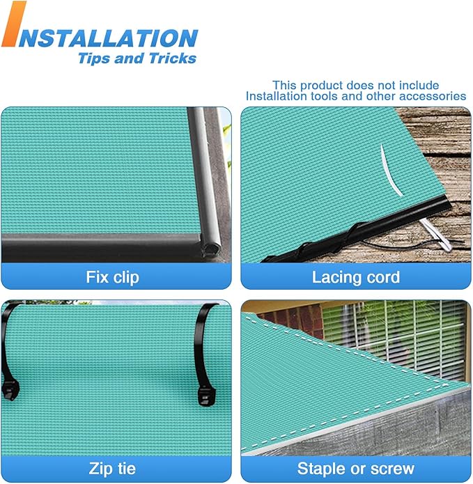 TANG Sun Shade Fabric Roll 8'x22' Shade Cloth for Garden Turquoise Green HDPE Mesh Shading Pergola Cover Replacement Canopy, 95% Blockage Sunshades for Outdoor Patio Backyard Plant