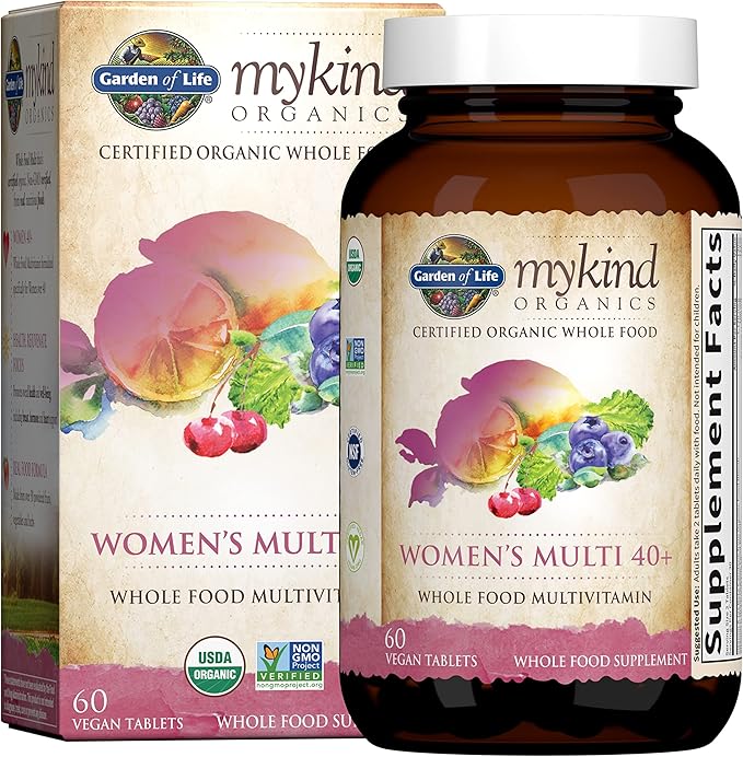 Garden of Life Organics Vitamins for Women 40+ - 60 Tablets & Vitamin D