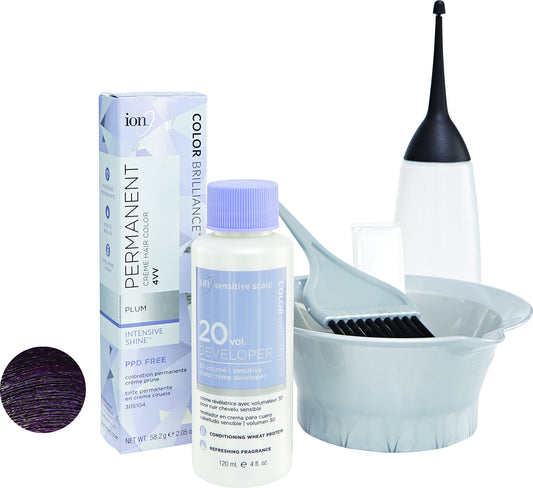Ion Permanent Creme Hair Color 4Vv Plum, Vegan, Cruelty Free, Ppd Free, 100% Gray Coverage, Long-Lasting, Fade-Resistant Color,