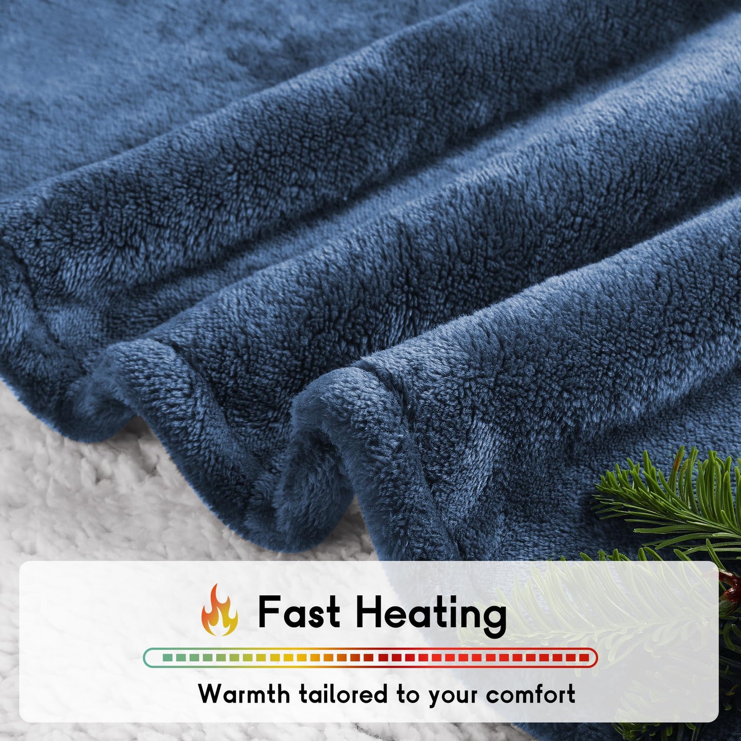 Heated Blanket Electric Blanket Full Size 72''x84'', Soft Flannel Heating Blanket with 1-10 Hour Auto Off - 6 Heat Settings - Machine Washable - Dark Grey