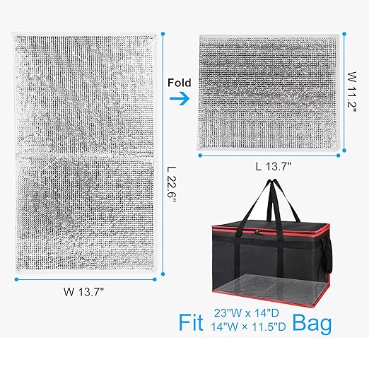 Bodaon 2PK Cooler Insulated Food Delivery Bag with Bottom for Delivery Drivers, XXX-Large Thermal Bags for Catering/Hot Pizza, Travel/Camping/Picnic Basket，Grocery Reusable Warmer Frozen, Black-Blue