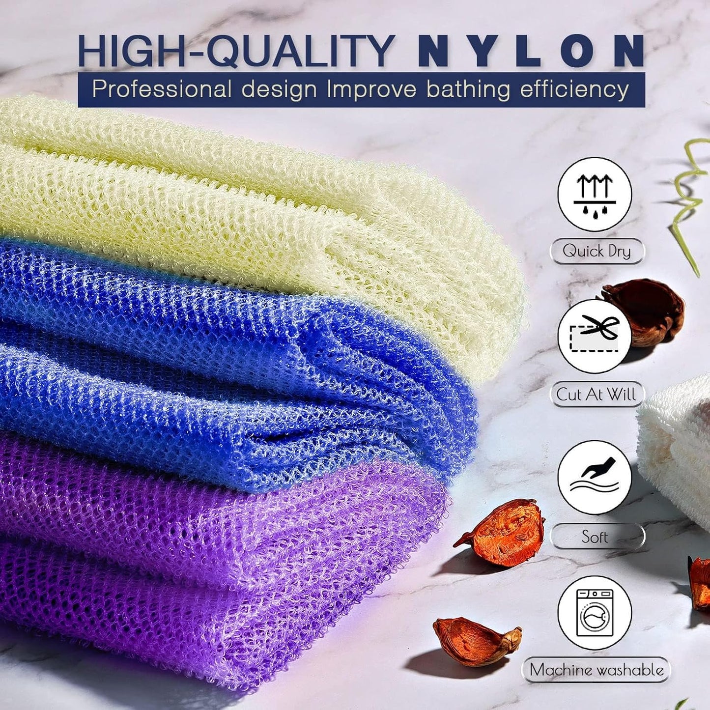 Exfoliating African Bath Sponge Set – 6 Colorful Net Scrubbers for Daily Use