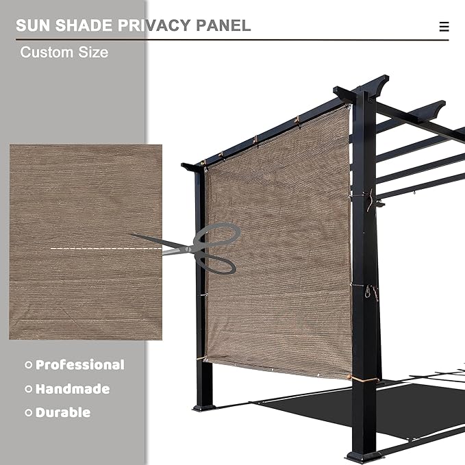 Sun Shade Privacy Panel with Grommets on 4 Sides for Patio, Awning, Window Cover, Pergola or Gazebo (Mocha Brown, 10' x 8')