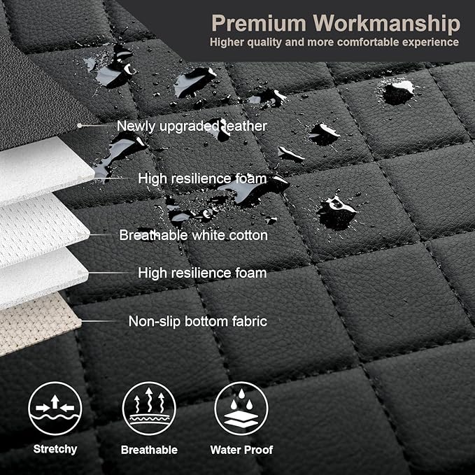 GIANT PANDA Customized Full Set Car Seat Covers Fit for Toyota Rav4 2019 2020 2021 2022 2023 2024 2025 Rav 4 Hybrid(XLE/LE/XLE Premium/Limited),Front & Rear/Back accessories, Faux Leather (Black+Grey)