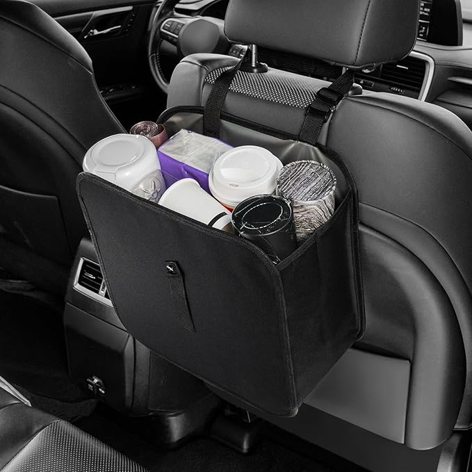 Amiss Foldable Car Trash Can, Collapsible Garbage Bag for Car, Hanging Waterproof Leakproof Trash Can Storage Bag, Automotive Interior Accessories, Multifunctional Car Storage Bag (3 Gallon)