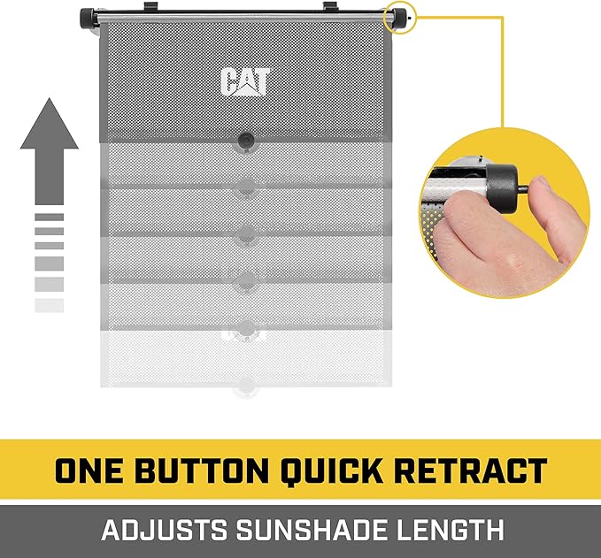 CAT Retractable Pull-Down Back Seat Side Window Shades for UV Sun Protection, Universal Fit, 2-Pack, Gray, Modern Style, 14x19in