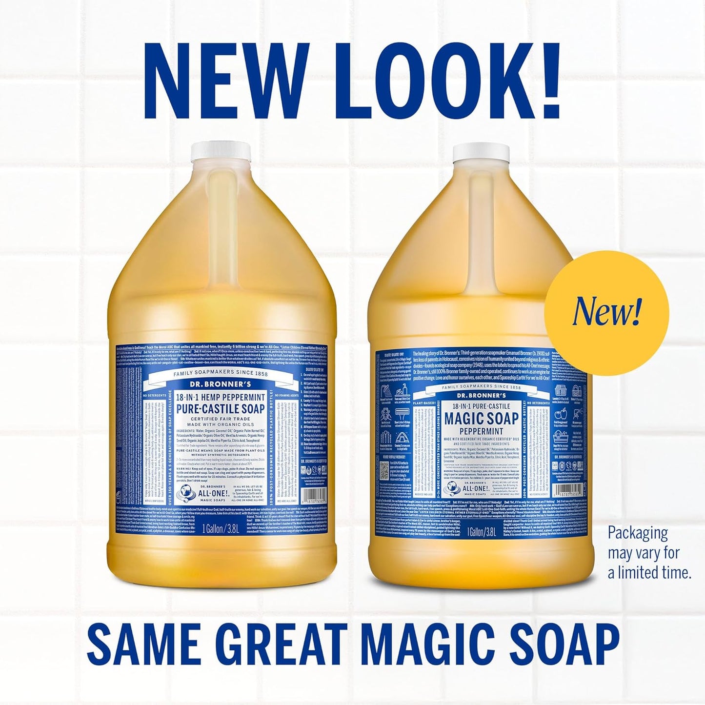 Dr. Bronner's Peppermint Pure-Castile Liquid Soap | 16 Oz | 2-Pack | Vegan & Organic