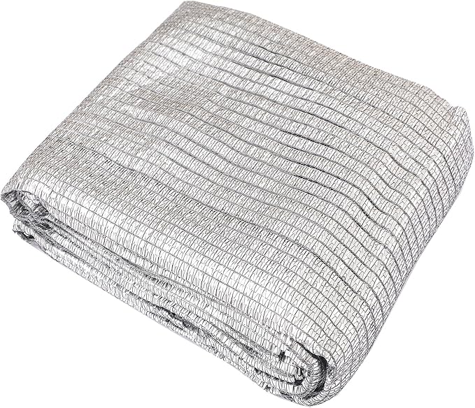 65% Aluminum Foil Shade Cloth with Grommets,8ft x 8ft, Mesh Sun Block Fabric Cover, Canopy, Privacy Screen for Outdoor Patio, Garden, Backyard, Silver