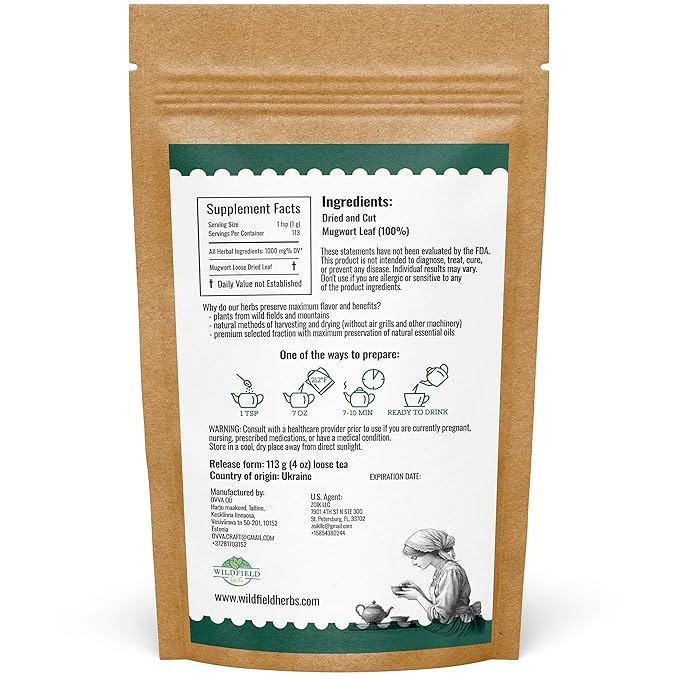 4 Oz. Dried Mugwort Tea Mugwort Herb Dried Tea (Artemisia Vulgaris L.) - 113g Artemisa