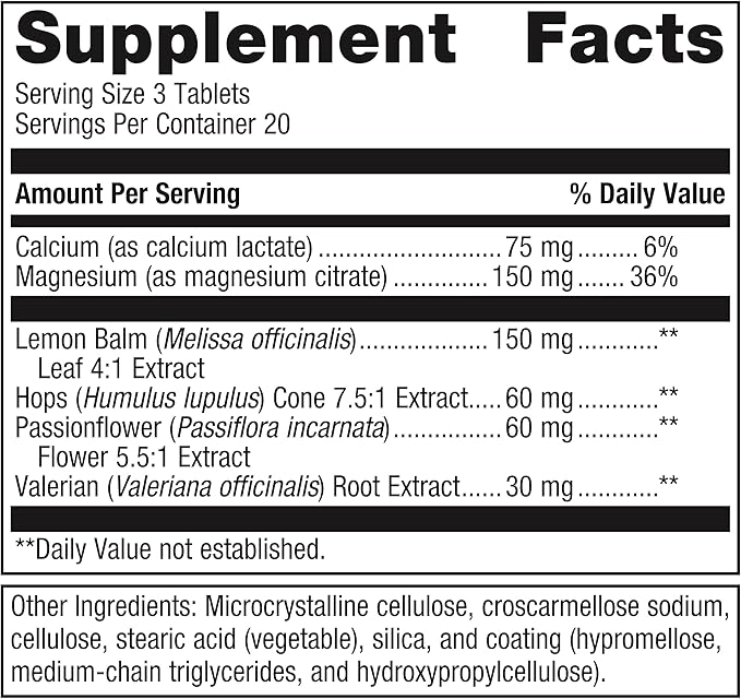 Metagenics MyoCalm Plus - with Passionflower, Valerian Root, Magnesium & Calcium - Non-GMO, Gluten-Free & Vegetarian - 20 Servings - 60 Tablets