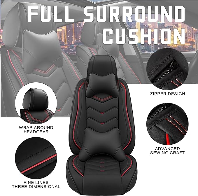 CTDS Car Seat Covers for Chevy Malibu 2000-2026, Stylish Sport Seat Cover, Premium Nappa Leather Car Seat Cover. Automobile Seat Covers Sets.(Luxury 5 Seats/Black)