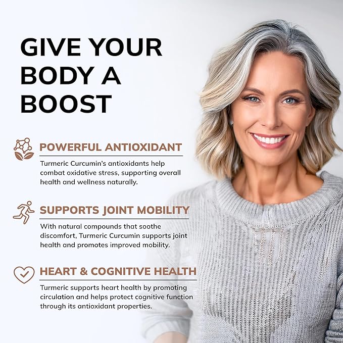 aSquared Nutrition Turmeric Curcumin 1600mg with BioPerine Black Pepper Extract - 180 Capsules with 95% Curcuminoids, 100% Natural Tumeric Root Powder Supplements, Natural Joint Stiffness Relief Pills