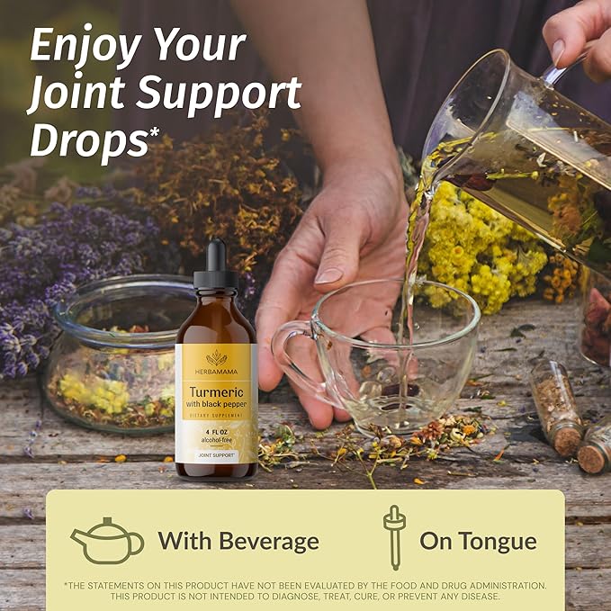 HERBAMAMA Herbal Liquid Drops Kit - Bundle of Stinging Nettle 2 fl oz & Turmeric Curcumin Tincture 4 fl oz - Vegan, Non-GMO, Sugar & Alcohol-Free - 2 Pack