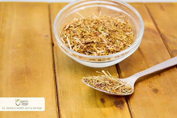 Organic Way St. John's Wort Cut & Sifted (Hypericum perforatum) - Herbal Tea | European Wild-Harvest | Organic, Kosher & USDA Certified | Vegan, Non GMO & Gluten Free | Origin - Albania (1/4LBS / 4Oz)