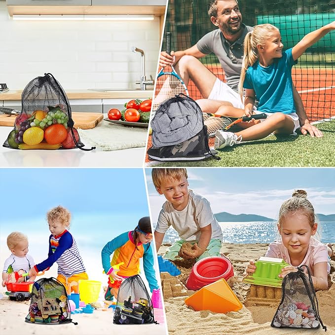 13"X15.5" 12Pcs Mesh Laundry Drawstring Bag Nylon Drawstring Gym Bag with Cord Lock Closure