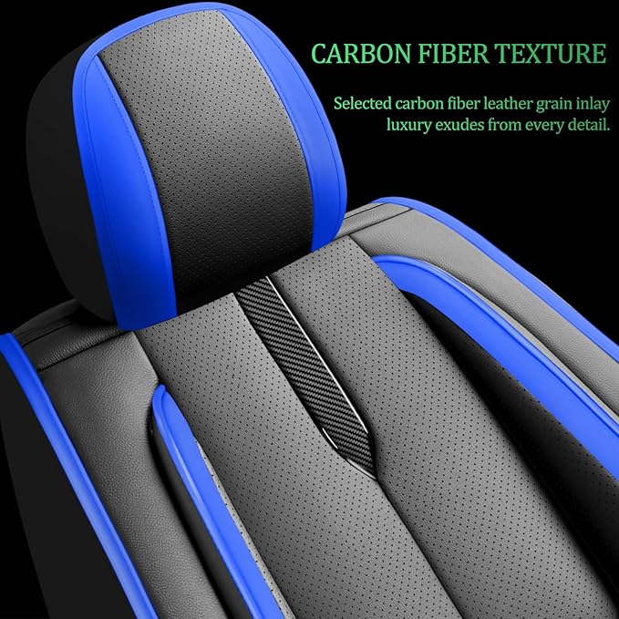 Fit CRV Car Seat Covers for Honda CR-V 2013-2024 2025 2026 -Upgraded Premium Waterproof & Breathable Leather,Airbag Compatible,All-Weather Seat Cushion Protector,Full Set,Black-Blue