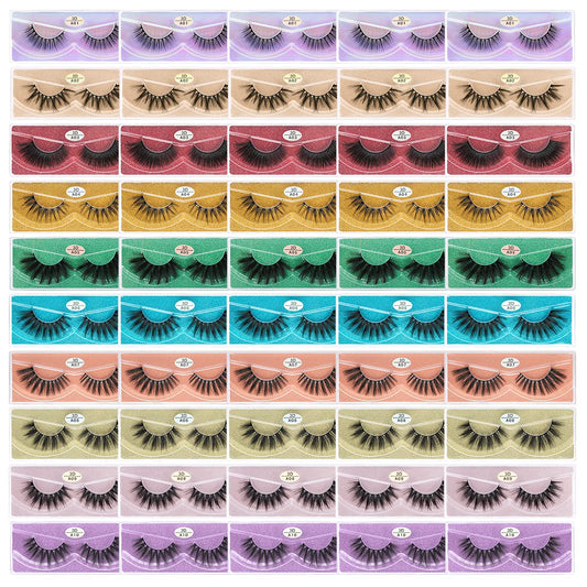 Farred Wholesale Faux Mink Lashes Bulk 50 Boxes 10 Styles Eyelashes Volume Lashes 10 Portable Individual Boxes 10-20Mm Mixed Nat