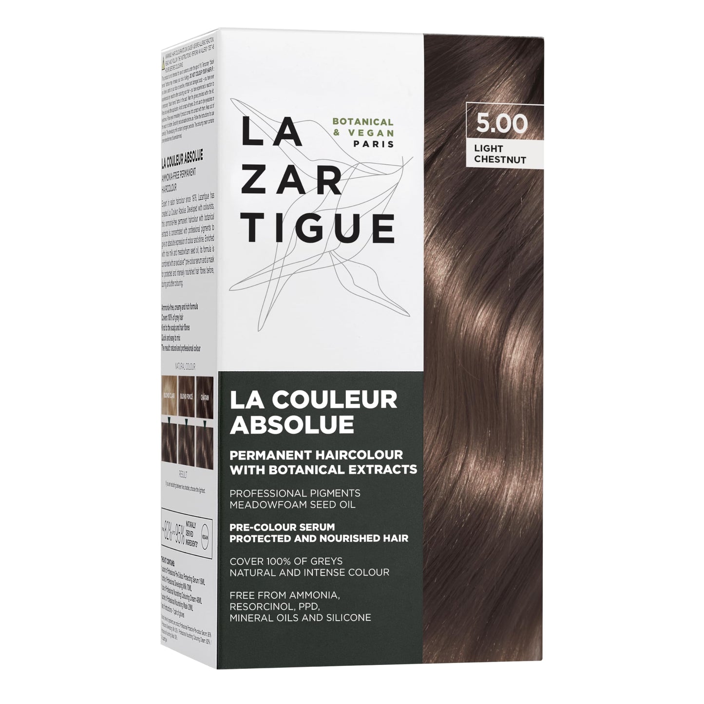 Lazartigue La Couleur Absolue 5.00 Light Chestnut - Permanent Haircolour with Botanical Extracts - Nourishing Color and Shine -