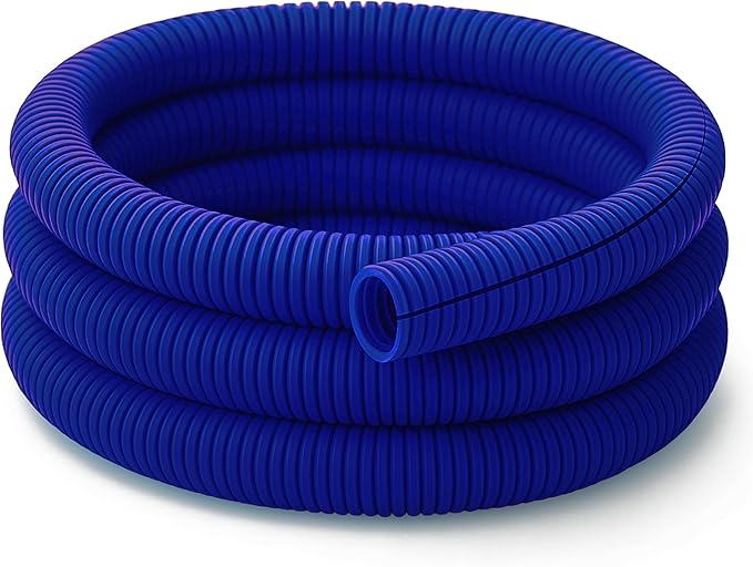 Electriduct Split Wire Loom Tubing Polyethylene Corrugated Flexible Conduit - 1.5" Nominal Size - 50 Feet - Blue