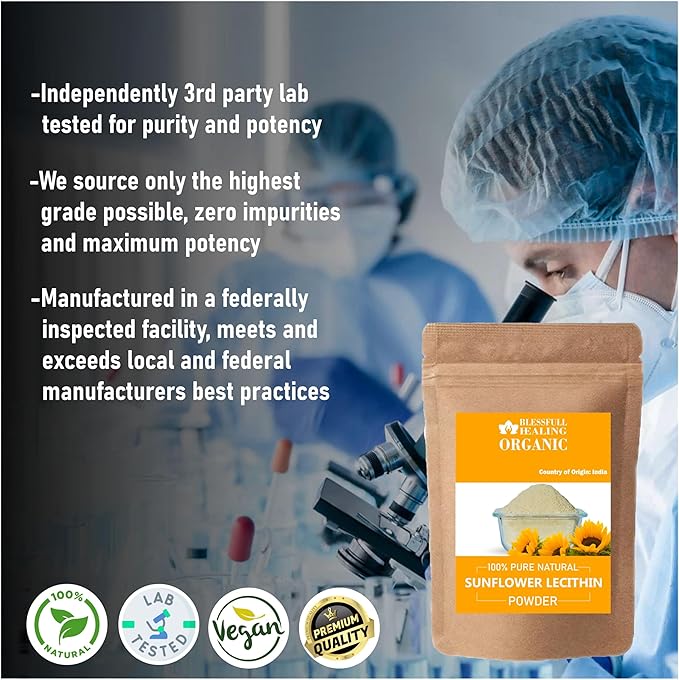 Organic Sunflower Lecithin Powder 100% Pure Natural 100 Gram / 3.52 oz