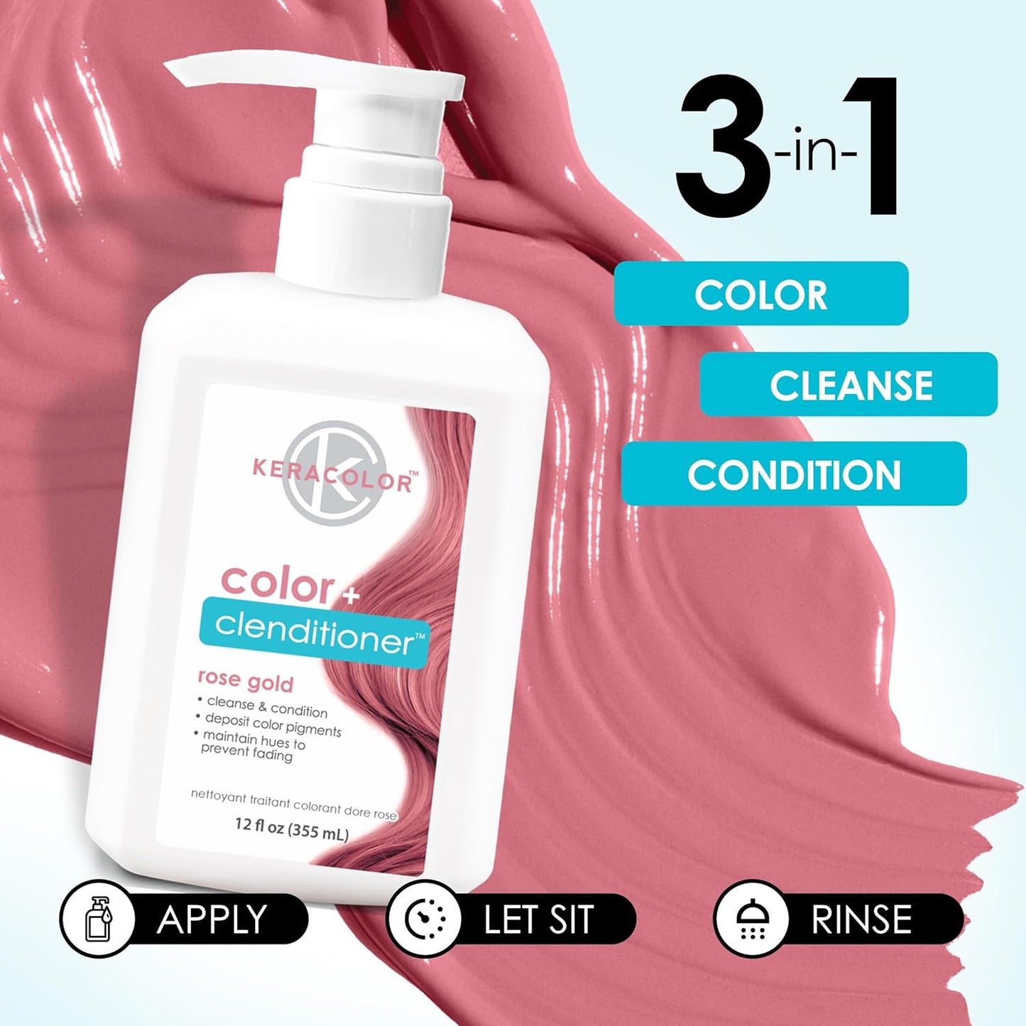 Keracolor 3-In-1 Color-Depositing Conditioner | Gently Cleanses & Conditions | 12 Fl Oz