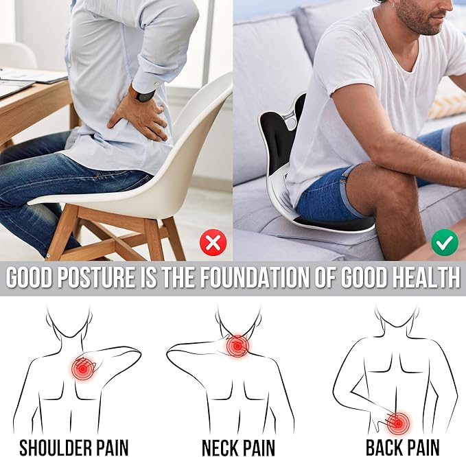 Lumbar Support Posture Corrector for Women – Size M Ergonomic Back Support Cushion for Lower Back Pain Relief and Posture Correction - Portable Lumbar Support Curve Pad
