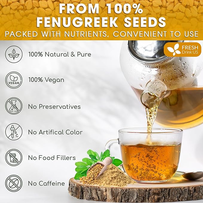 FRESHDRINKUS, Premium 16oz Fenugreek Powder, 100% Natural and Pure from Fenugreek, Perfect for Curries Soups, and Spice Blends, No Additives, No Gluten, No Sugar, Vegan