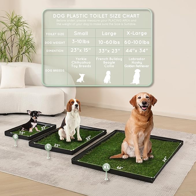 Dog Grass Pad with Foldable Dog Litter Box, Small Liner Base (23”×15”) for Balcony, 2 Artficial Grass Pee Pads for Dogs, Pee Pad Holder, Potty Training