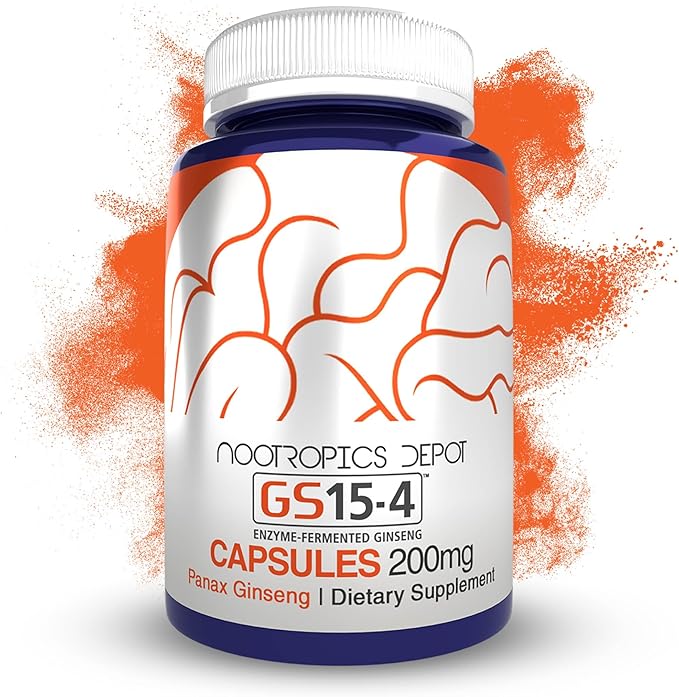 Nootropics Depot GS15-4 Panax Ginseng Extract Capsules | 200mg | 60 Count | Ayurvedic Herb | Natural Adaptogen | Supports Healthy Stress Levels