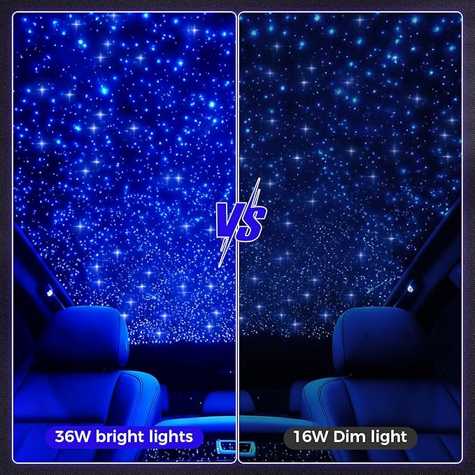 36W Headliner Light Kit, Twinkle Star Lights for Car Decor 1000pcs*0.03in*9.8ft/3m, Fiber Optic Star Ceiling Lights APP/Remote Control for Car Roof Home Ceiling