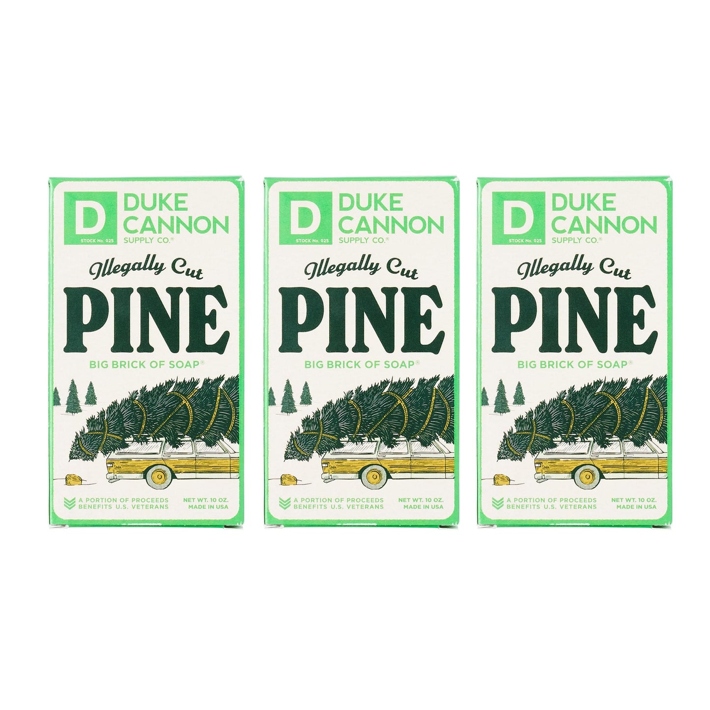 Duke Cannon Supply Co. Big Brick Of Soap Bar For Men Holiday Edition Illegally Cut Pine (Fresh Split Pine Scent) Multi-Pack- Sup
