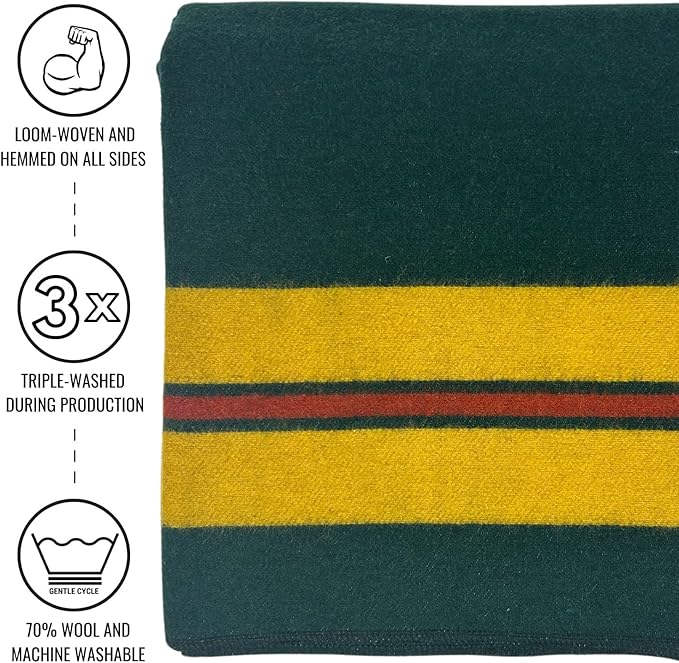 Arcturus Rainier Wool Blanket - Warm, Heavy, Washable, Bed Blanket | Great for Home & Camping (Fort Lava Canyon, King)