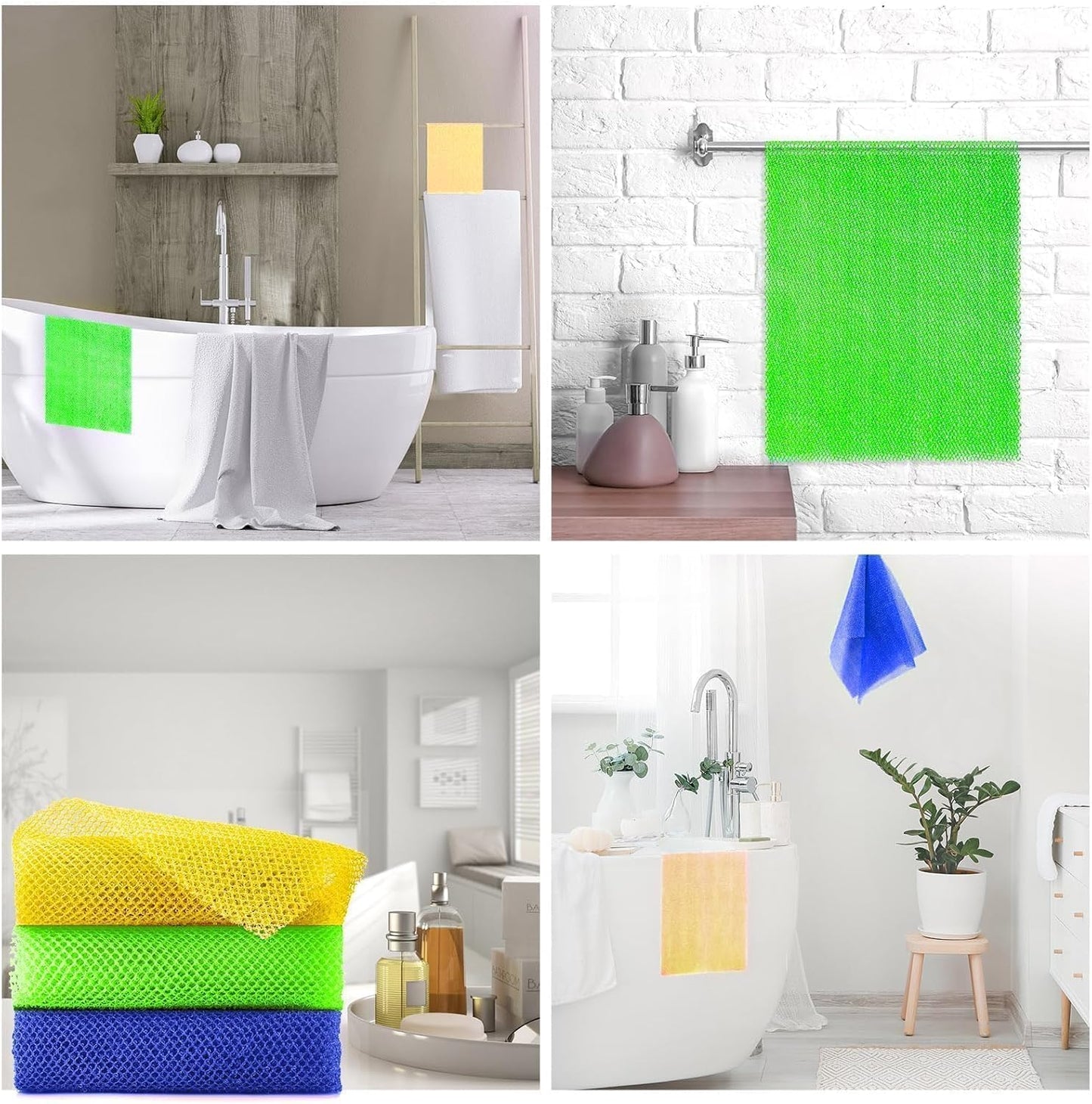 Exfoliating African Bath Sponge Set – 6 Colorful Net Scrubbers for Daily Use