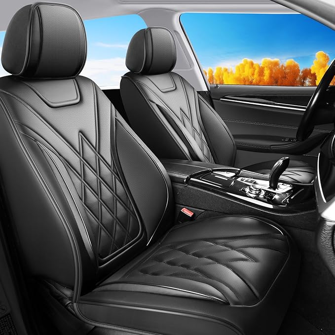 Fit TLX Car Seat Covers for Acura TLX 2014-2025 2026 - Premium Leather, Waterproof, All-Weather, Airbag Compatible, Anti-Slip, Breathable, Easy Install, Seat Protectors, Full Set, Black