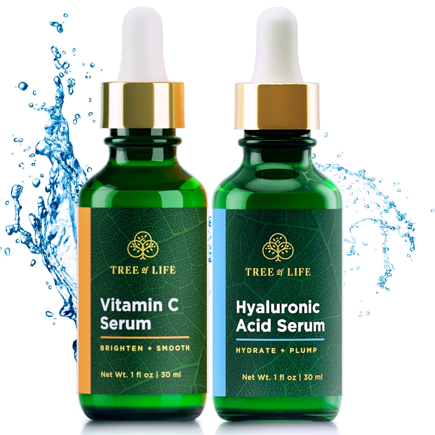 Tree Of Life Facial Skin Care Set, Brightening, Firming, Hydrating, Dry Face, Dermatologist Tested - Vitamin C And Hyaluronic Ac