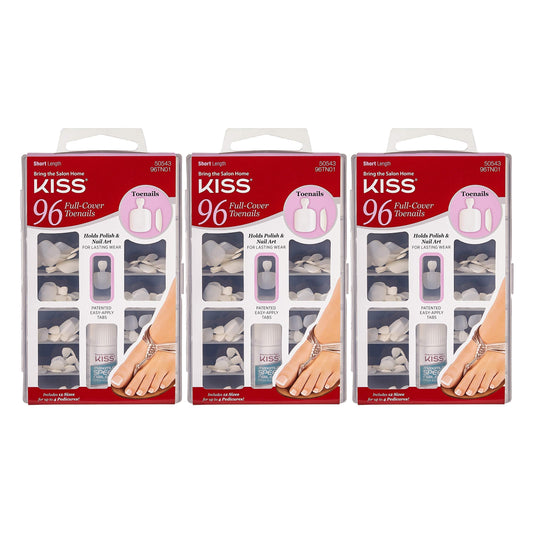 Kiss 100 Acrylic Plain Nails (3 Pack, Toenails)
