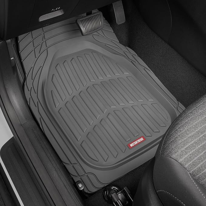 Motor Trend FlexTough™ Contour Heavy Duty Rubber Car Floor Mats with Cargo Liner - All Weather Full Set Front & Rear Floor Mats fits Most Cars Truck SUV, Automotive Floor Mat