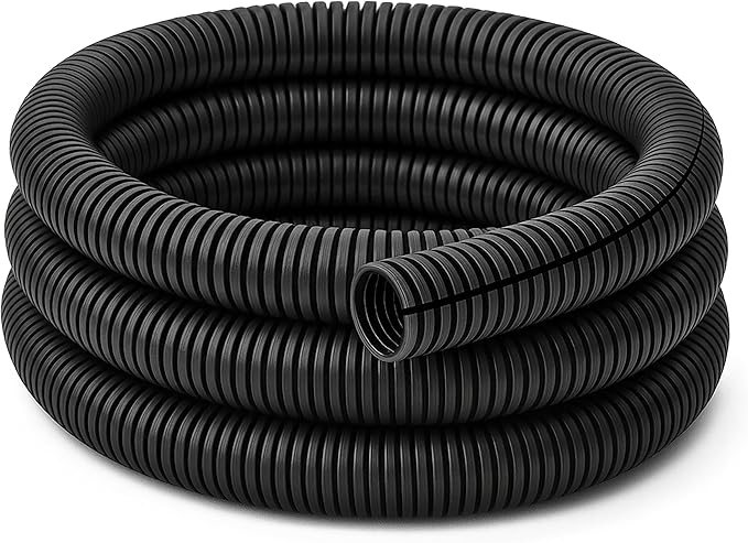 Electriduct Split Wire Loom Tubing Polyethylene Corrugated Flexible Conduit - 1.5" Nominal Size - 10 Feet - Black