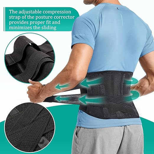 Adjustable Back Brace for Lower Back Pain & Sciatica Relief - Unisex Lumbar Support Belt for Herniated Disc, Posture Correction, Breathable Design for Work, Sports (B92,X-Large)