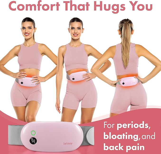 LELOOY® Portable Menstrual Heating Pad - Wireless Rechargeable Cordless Heat Therapy Massager for Period Cramps Relief - Travel-Friendly Wearable Pain Relief Device