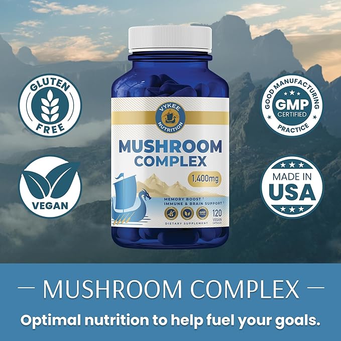 Mushroom Blend – Reishi, Lion’s Mane & Cordyceps | Supports Brain Health, Immune Function & Energy | Ideal for Mental Clarity, Endurance & Vitality | 120 Capsules